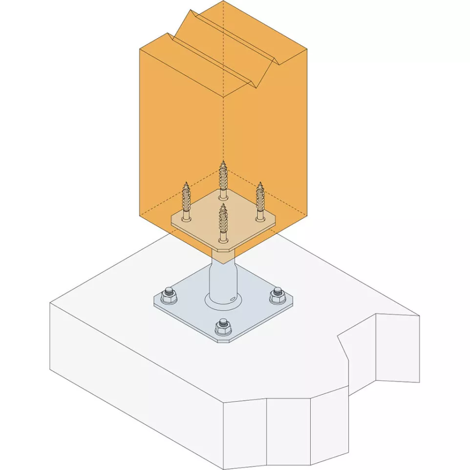 Verstelbare paalvoet 100x150mm / pce