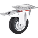 Set of 4 Rubber Swivel Casters with Brake Ø 125mm per piece