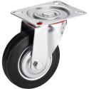 Set of 4 Rubber Swivel Casters with Brake Ø 125mm per piece