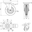 Set of 4 Rubber Swivel Casters with Brake Ø 125mm per piece