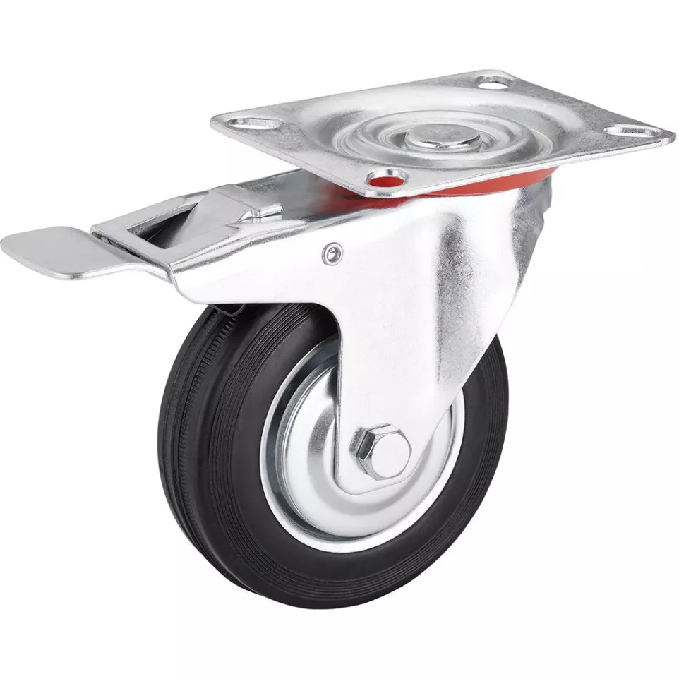 Set 4 roulettes caoutchouc Ø 125mm...