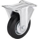 Set 4 roulettes caoutchouc Ø 125mm (fixe + frein) / pce