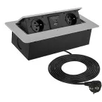 Kombi Box softclose wandcontactdoos 2 x 220V + 2 x USB A lichtgrijs / pce