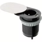 Push-Slidy stopcontact Ø60mm 1 stopcontact+1 USB-A roestvrij staal / pce