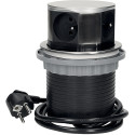 Push-GIRO werkbladcontactdoos Ø100mm 3 stopcontacten+1 USB-A+1 USB-C roestvrij staal / pce