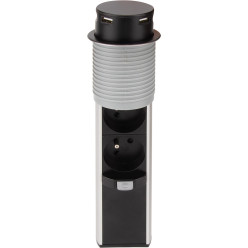 Prise à encastrer Push-UP Ø60mm 3 prises + USB A + USB C noir mat / pce