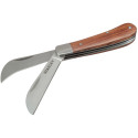 Electrician's knife with two blades, wooden handle / pc