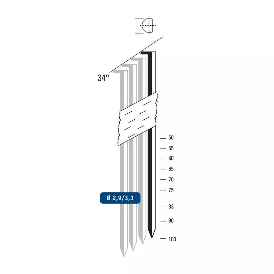 Steel Strip Nails 3.1 x 90mm (34°)...