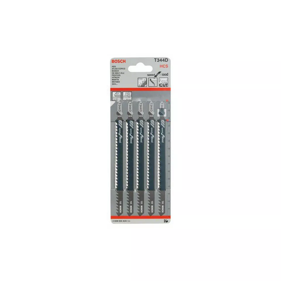 5 lames de scie sauteuse Bosch T344 D...