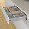 Hettich OrgaTray 440 Silver Trimmable Cutlery Tray for Drawer Width 351–400 mm Depth 441–520 mm