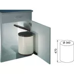 Draaibare afvalbak RONDO-2 13 liter wit / pce