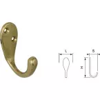 Brass Coat Hook per piece