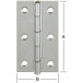 Charnière étroite rectangulaire à noeud roulé avec axe en laiton 70x38mm / pce