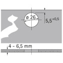 Intermat 9904 95° vernikkeld opschroefscharnier, zonder soft-close functie en zelfsluitend, voor inzetglasdeuren / pce