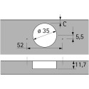 Intermat 9943 110° vernikkeld opschroefscharnier, zonder soft-close, zelfsluitend, voor half opliggende deuren / pce