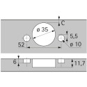 Sensys 8657i 165° vernikkeld snelmontage scharnier Fix (Ø10x6mm), met soft-close en zelfsluitend (Push to Open), voor half oplig