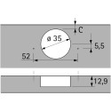 Charnière Sensys 8645 110° nickelée à visser, sans amortissement et avec fermeture automatique, pour porte en semi-applique / pc