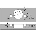 Sensys 8645i 110° vernikkeld Fix snelmontage scharnier (Ø10x6mm), met soft-close functie, voor halfinliggende deuren / pce