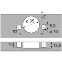 Sensys 8645i 110° vernikkeld snelmontage Flitsscharnier (Ø10x11mm), met soft-close functie, voor opbouwdeuren / pce