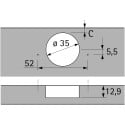 Hettich Sensys 8645i 110° Nickel-Plated Screw-On Soft-Close Self-Closing Inset Door Hinge per piece