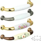 White Decorated Porcelain Furniture Handle Bronze Finish per Piece