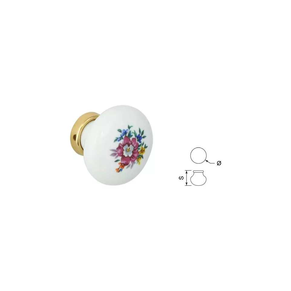 Porcelain Furniture Knob Pink Flower...