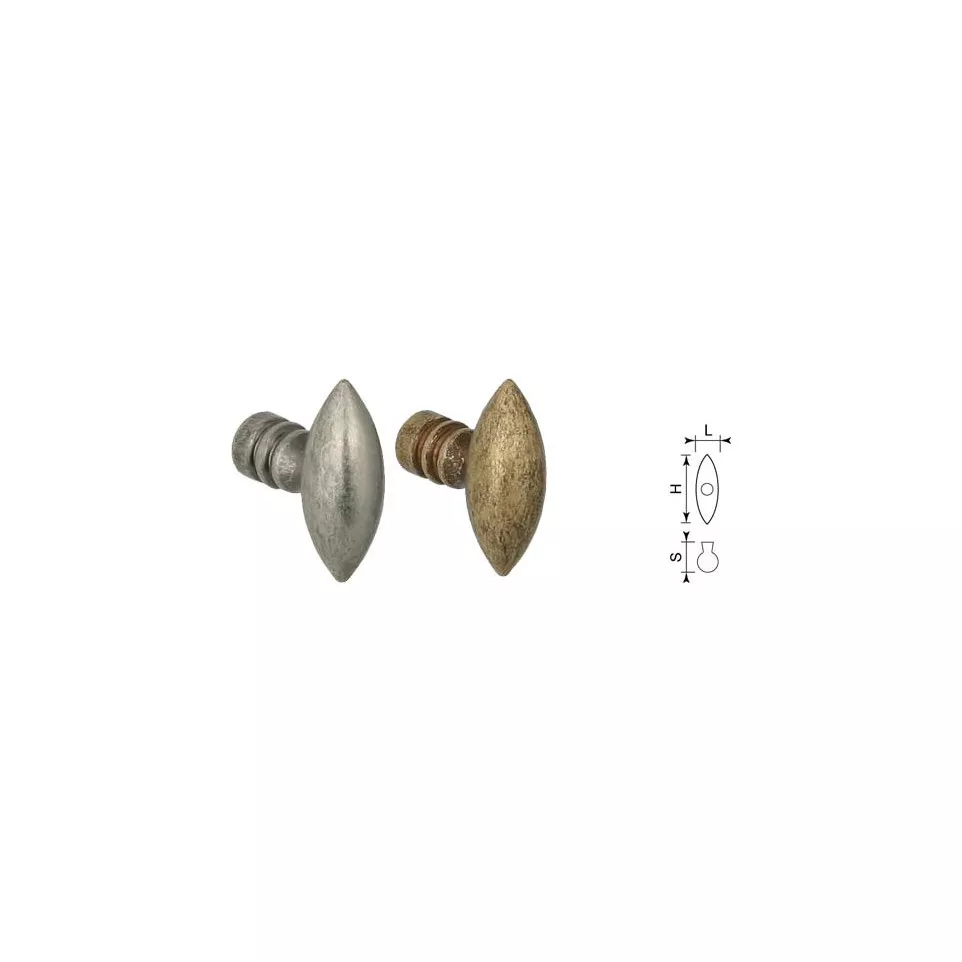 Bouton olive 129 laiton étain ciré / pce