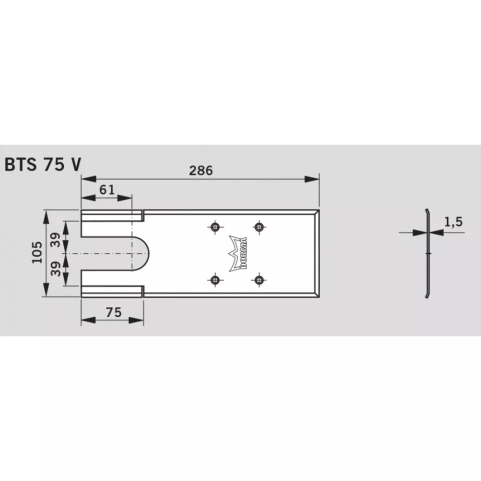 Plaque inox brossée pour Dorma BTS 75...