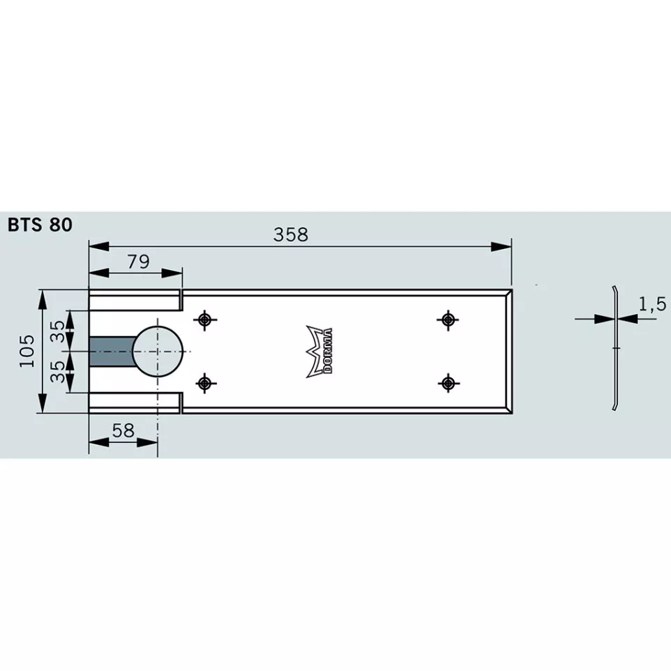 Plaque inox brossée pour Dorma BTS 80...