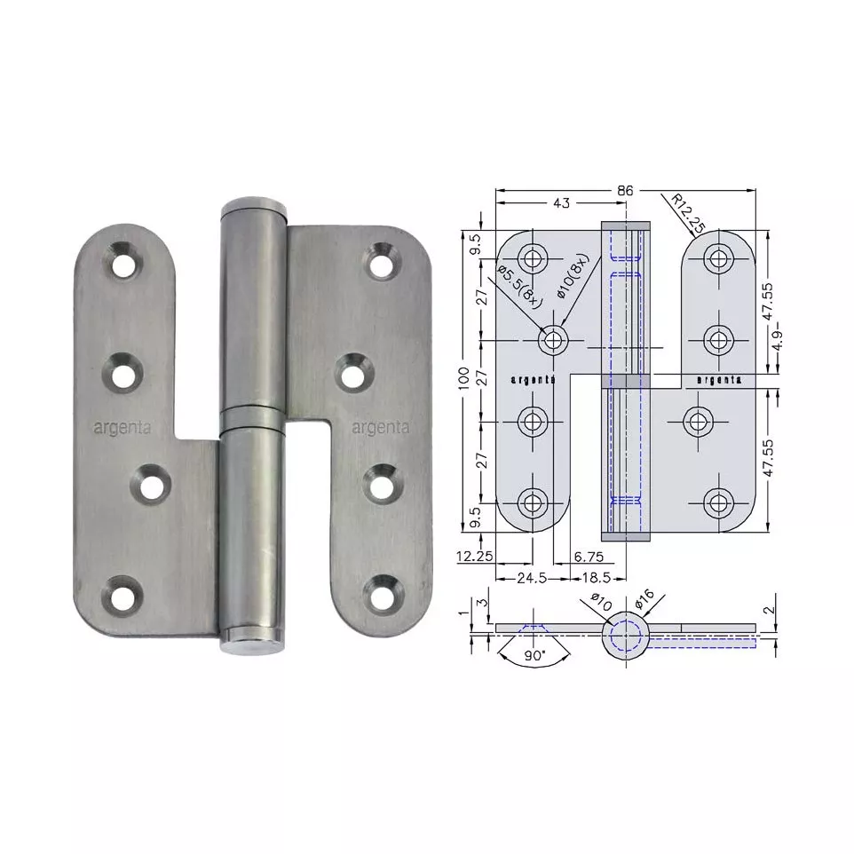 ARLU Stainless Steel Hinge 100/86A...
