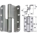 Roestvrij stalen scharnier 100x82mm schuin links / pce