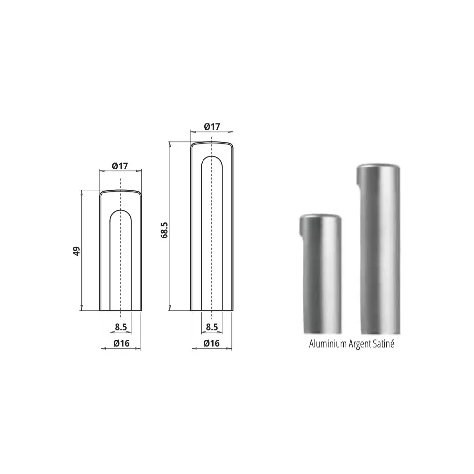 Coiffe male Ø17mm x 49mm pour fiches...