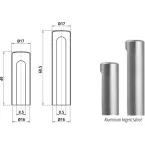 Male Cap Ø17mm x 49mm for 495.16 Connectors Natural Aluminum (GC838170J702) / pc