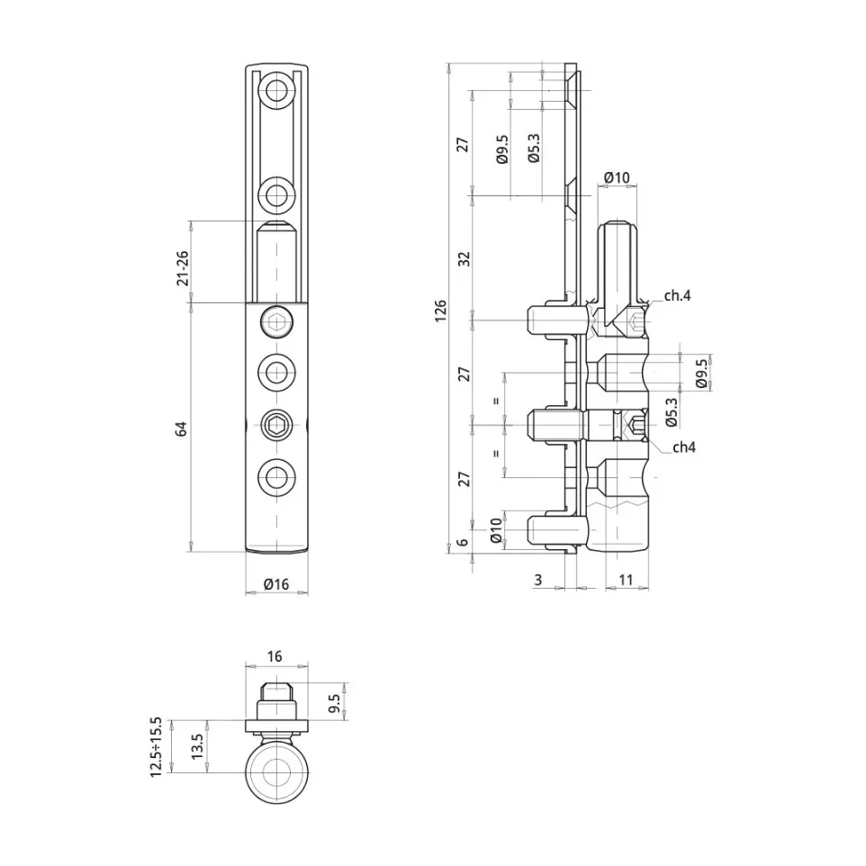 Ursus Male Plate Hinge 3D Adjustment...