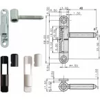 Fiche mâle légère Otlav P09 pour porte PVC argentée sans coiffe / pce