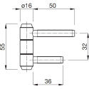 Fiche Anuba zingué 16 mm 2 broches / pce