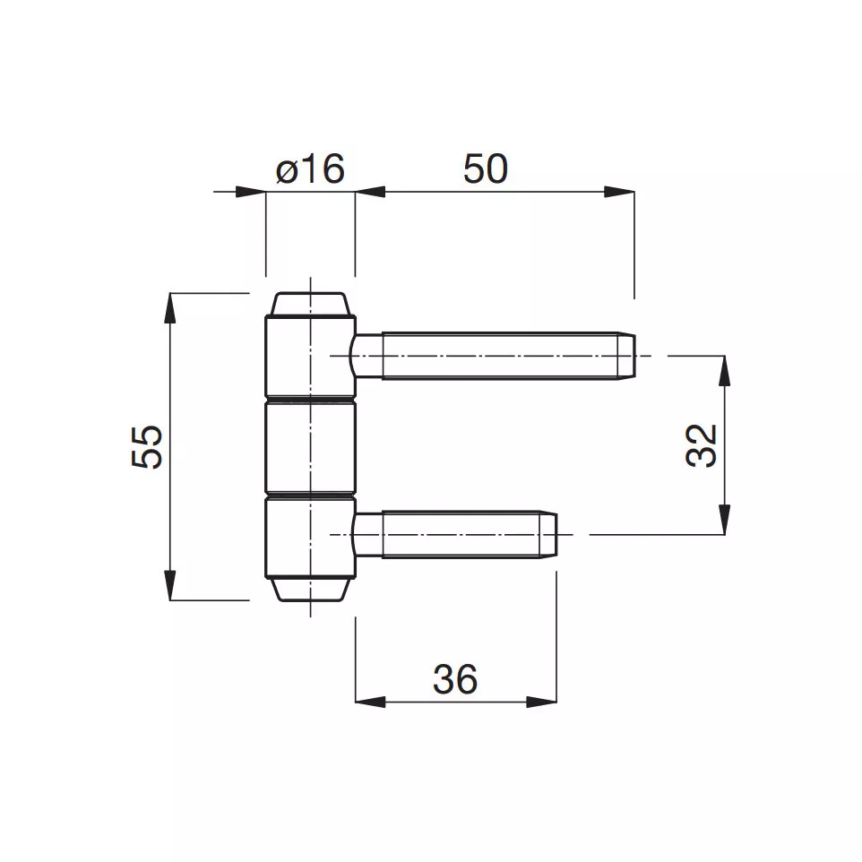 Fiche Anuba zingué 16 mm 2 broches / pce