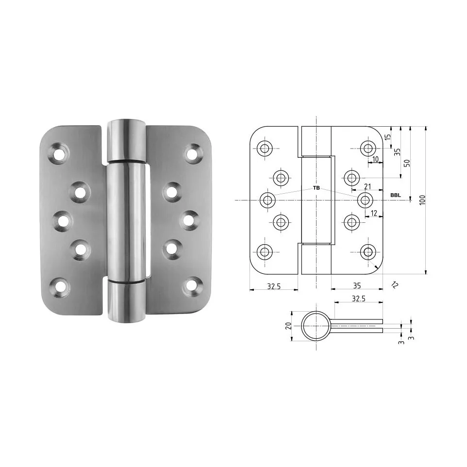Roestvrij stalen scharnier 100x90mm...