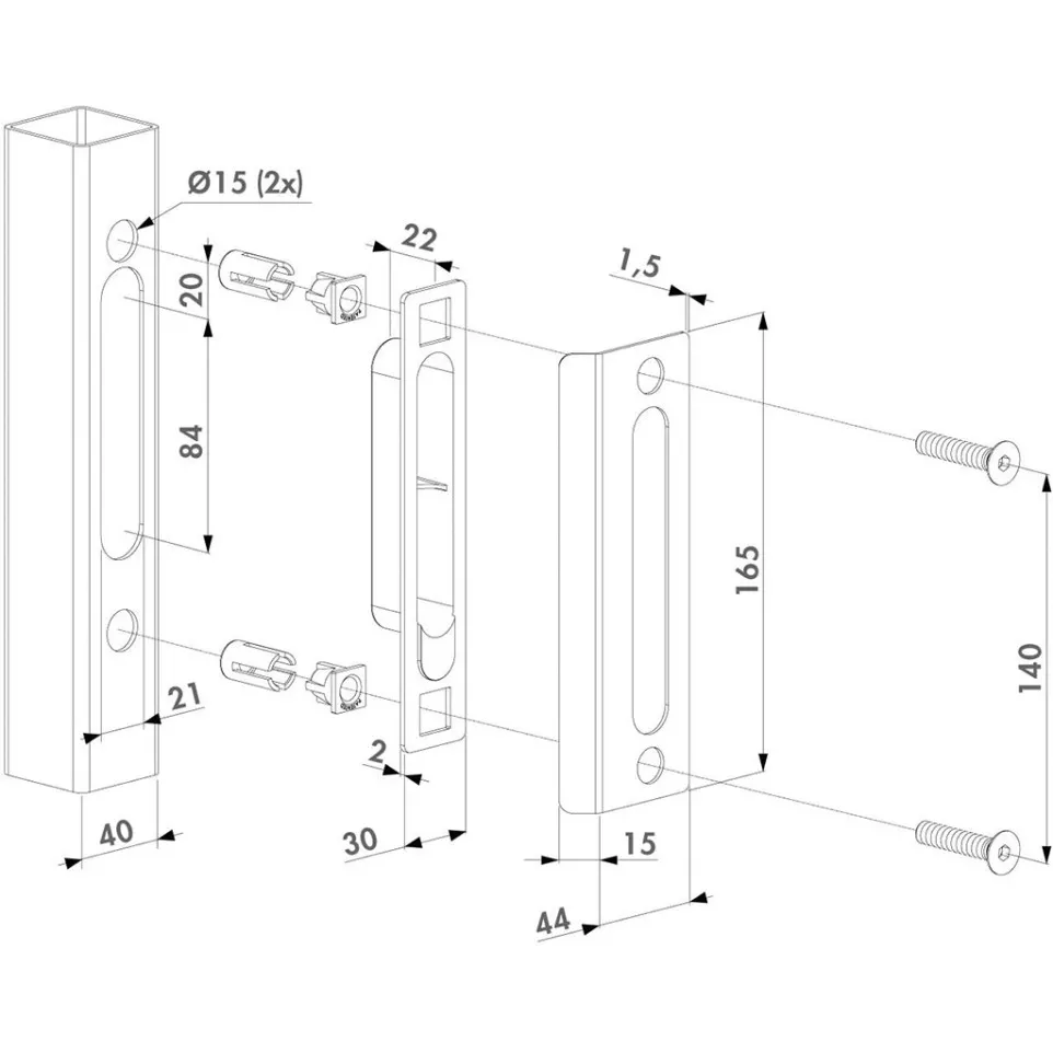 Locinox Flat Strike Plate for 40mm...