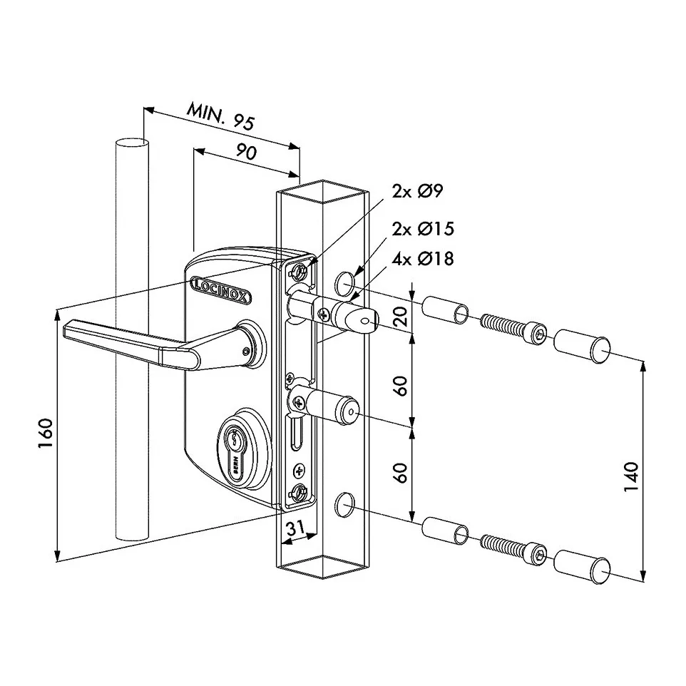 LOCINOX Gate Lock for 40mm Square...