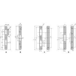 Flat latch plate for multipoint locks Litto T1081 per piece