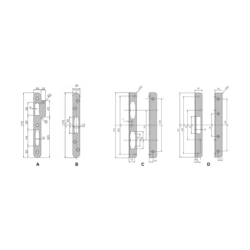 Flat latch plate for multipoint locks...