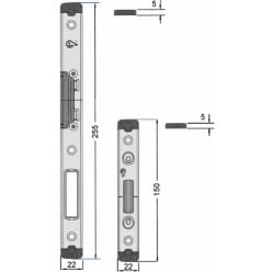 Gâches haut et bas type 3 réglables F22x3mm / pce