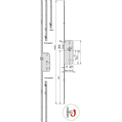 DECENA modulair meerpuntsslot met 2 deurkrukken F18/40/70 2400mm / pce