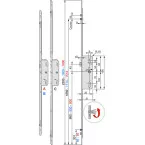 Serrure multipoint R2 action cylindre à 2 galets F16/35/70 2200mm Ferco G-24759-32-L-1 / pce