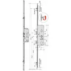 Serrure multipoint modulaire TRIMATIC action béquille à 2 galets ronds entrée 50mm entraxe 70mm longueur 2400mm / pce
