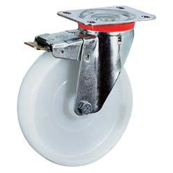 Roulette polyamide à plateau + frein 120 à 220kg Ø80mm / pce