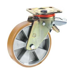 Polyurethane Swivel Plate Caster with Brake 125mm Diameter per Piece