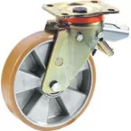Polyurethane Swivel Plate Caster with Brake 125mm Diameter per Piece