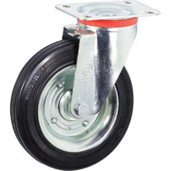 Roulette en caoutchouc à plateau  charge 80 kg - Ø 100mm / pce
